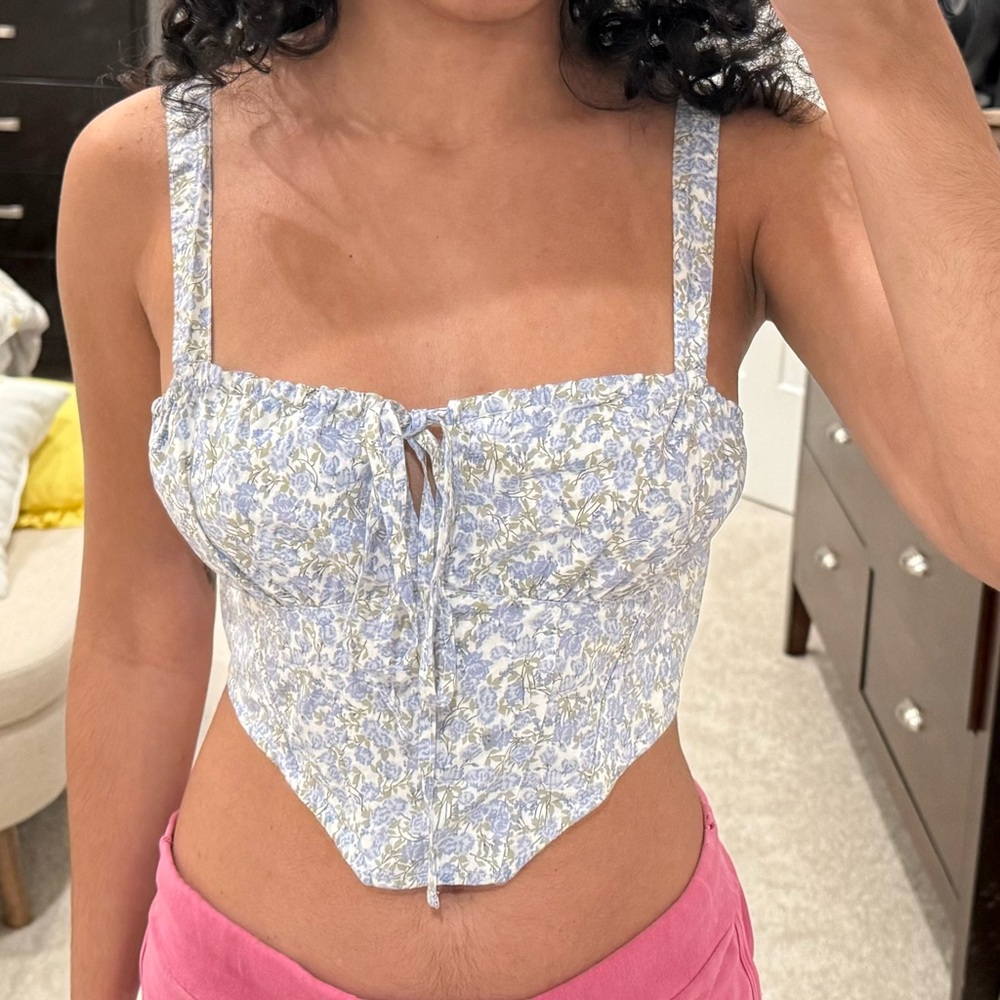 Garage Blue Floral Tank Top